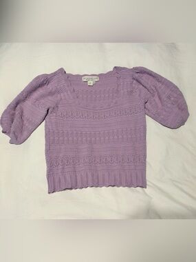 saltwater LUXE Lavender Puff-Sleeve Scoop Neck Knit Top